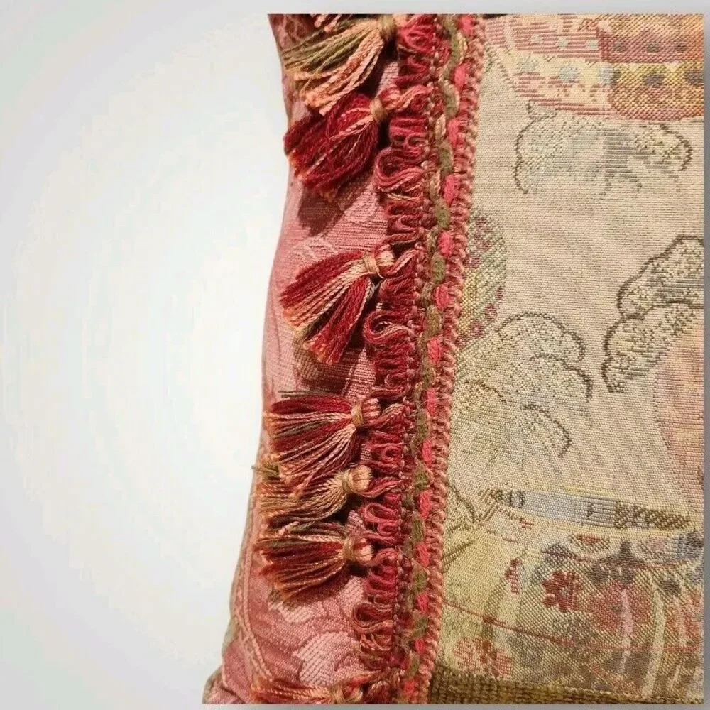 French Tapestry Throw Pillow Appx. 15x15